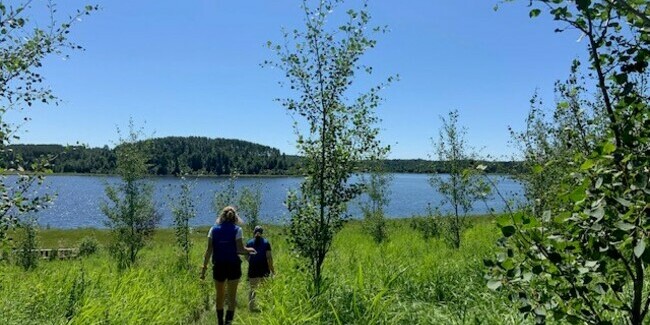 People walking at Coyote Lake, Alberta