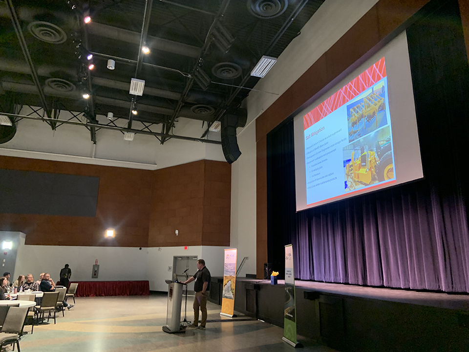 Kyle Wilkin, City of Leduc presenting at the Road Salt Management workshop in 2023.