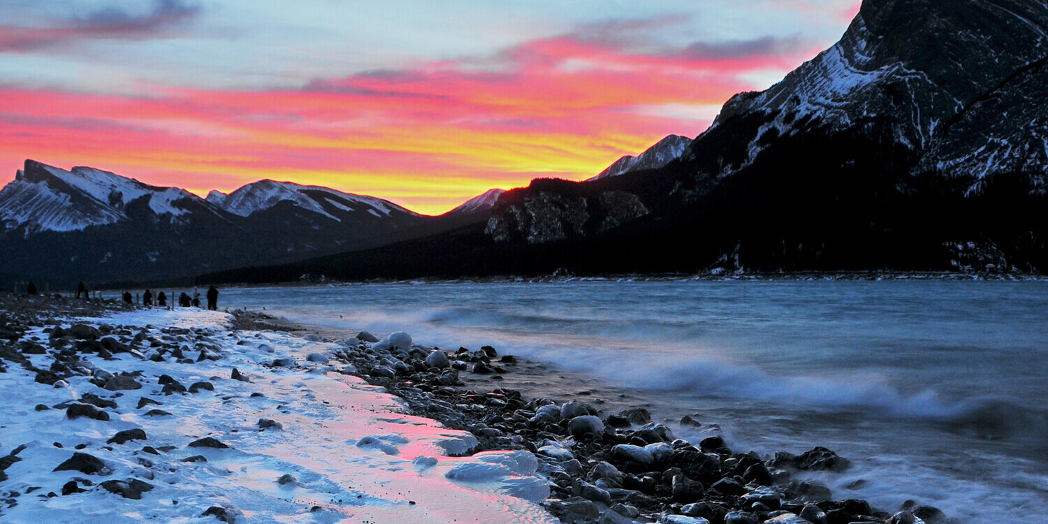 Abraham Lake at sunset.