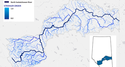 Tributaries of the North Saskatchewan River watershed